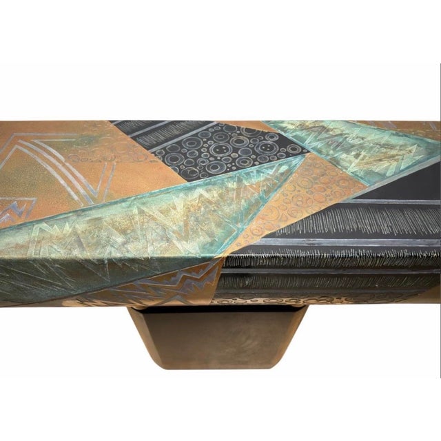 Rare Postmodern Mixed Media Sculptural Metal Console Table | Memphis Style | 60" Art Console For Sale In Atlanta - Image 6 of 7