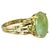 Vintage Chinese 14K Yellow Gold Jade Cocktail Ring. Center oval jade stone is flanked by two small round pale-green...