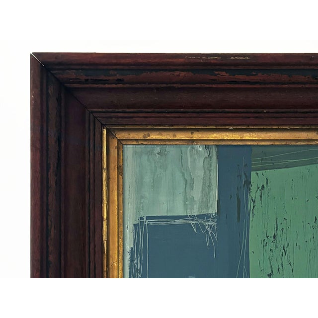 “River Moss" Abstract Art in Antique Frame, Transitional Living Room Art by JTS For Sale - Image 4 of 10