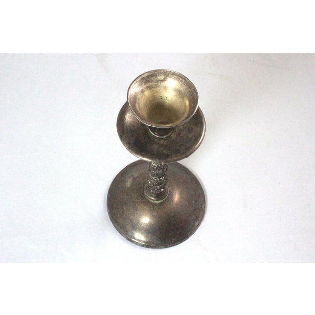 Mid 20th Century Vintage Roma Twisted Stem Candlestick Holder Floral Grape Spain Silverplate For Sale - Image 5 of 5