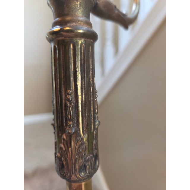 Vintage Brass Single Arm Deco Floor Lamp For Sale - Image 9 of 16