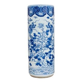 Large 19th Century Chinese Qing Blue and White Twin Dragon Porcelain Vase For Sale