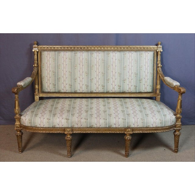 Gold 19th Century Giltwood Living Room Set, Set of 5 For Sale - Image 8 of 16