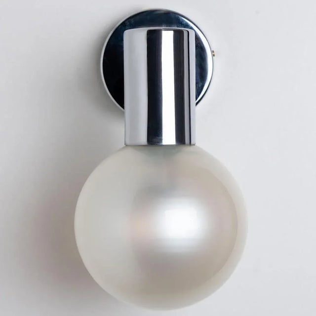 Opal Glass and Chrome Wall Light from Glashütte Limburg, 1970s For Sale - Image 3 of 15