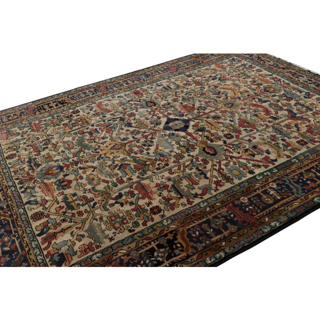 Hand Tufted wool, circa 1950-1960, this 9x12 rare vintage European rug is a collectible piece likely from a rare workshop...