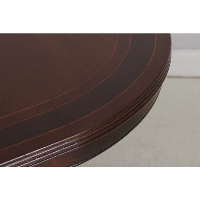 1980s Banded Border Mahogany Dining Room Table For Sale - Image 5 of 18