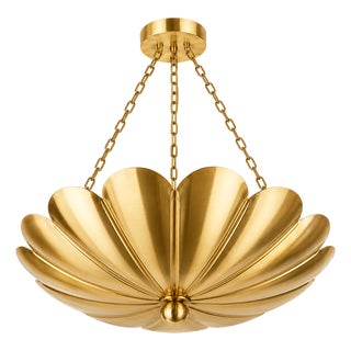 Gold Shell Pendant Chandelier Light, Modern Coastal Ceiling Fixture, Elegant Gold Decor for Living Room or Dining Area For Sale
