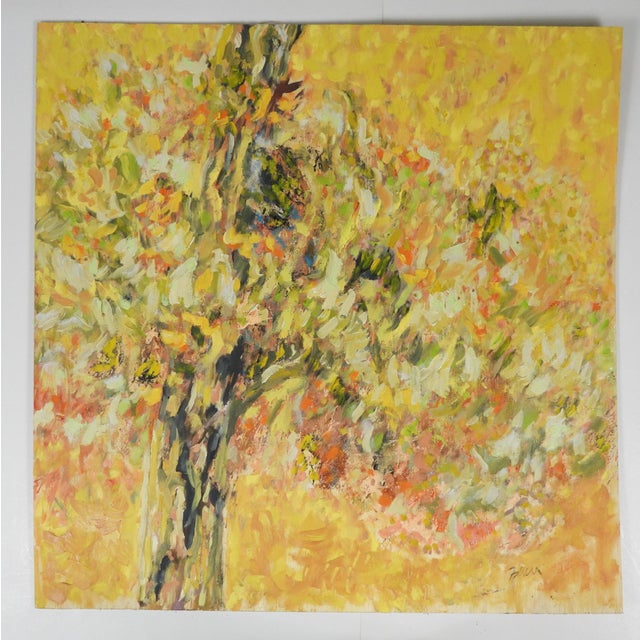 Early 21st Century Contemporary Expressionist Yellow Tree Landscape Painting For Sale - Image 5 of 6