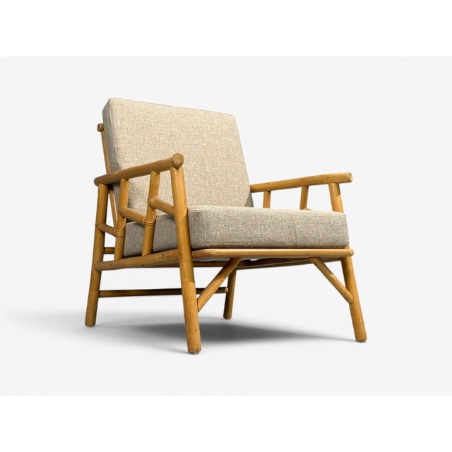 Ficks Reed, Lounge Chairs, Bamboo, Cane, Beige Tweed, Usa, 1950s For Sale - Image 4 of 15