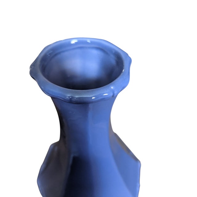 2010s Jonathan Adler Purple Ceramic Faux Bamboo Vase For Sale - Image 5 of 9