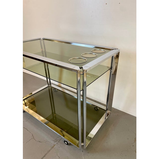Space Age Chrome and Smoked Glass Bar Cart, 1970s For Sale - Image 18 of 18