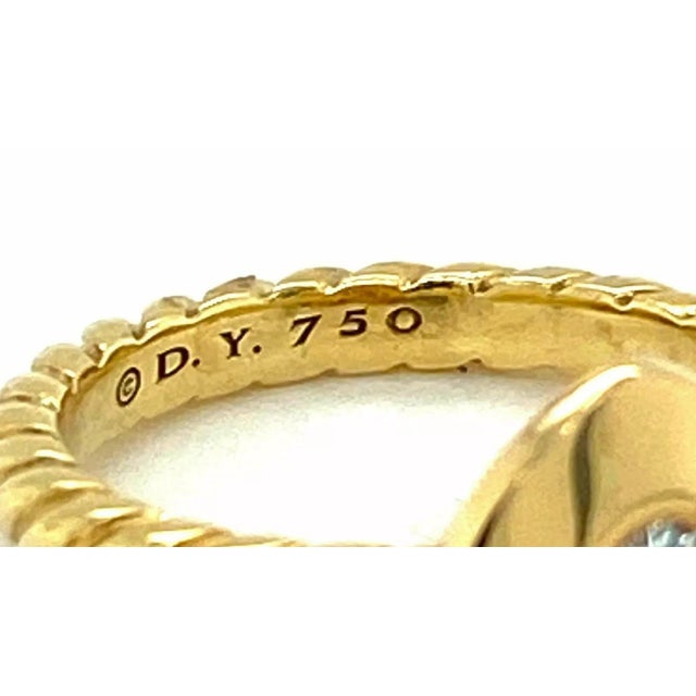 Metal David Yurman Diamond 18k Yellow Gold Heart Cable Ring, Size 6.5 For Sale - Image 7 of 7