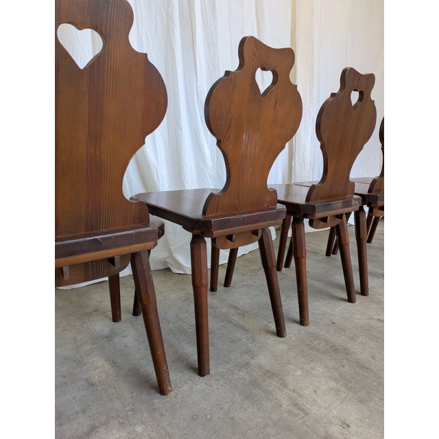 Vintage Tyrolean Farmhouse Chairs with Heart Cutouts, 1970s, Set of 6 For Sale - Image 13 of 18