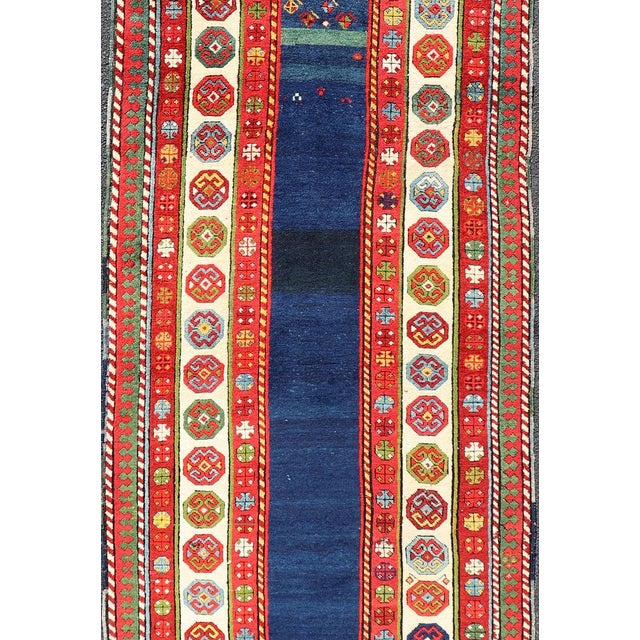 Late 19th Century Antique Talish Caucasian Runner in Red, Cream and Blue 3'3 X 8'5 For Sale - Image 5 of 12