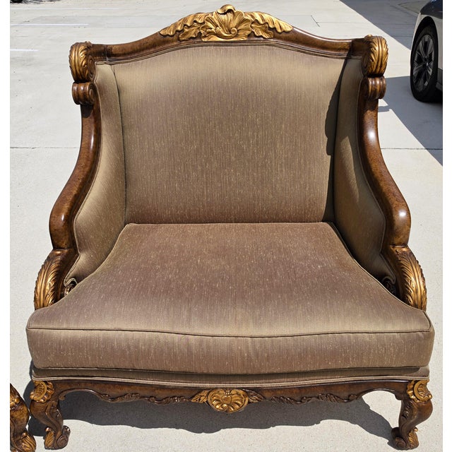 1990s Marge Carson Style French Louis XV Ornate Caved Settees Loveseats Pair For Sale - Image 5 of 18