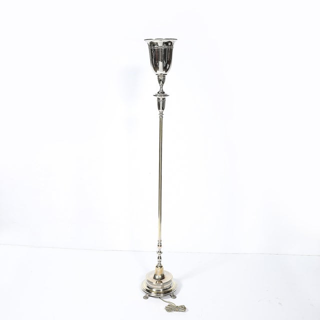 Classical Hollywood Regency Silvered Bronze Torchiere For Sale - Image 11 of 12