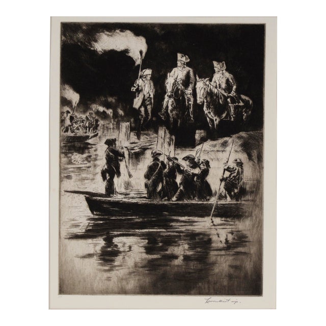 "The Retreat From Long Island" - 1932 Etching on Paper by Levon West For Sale