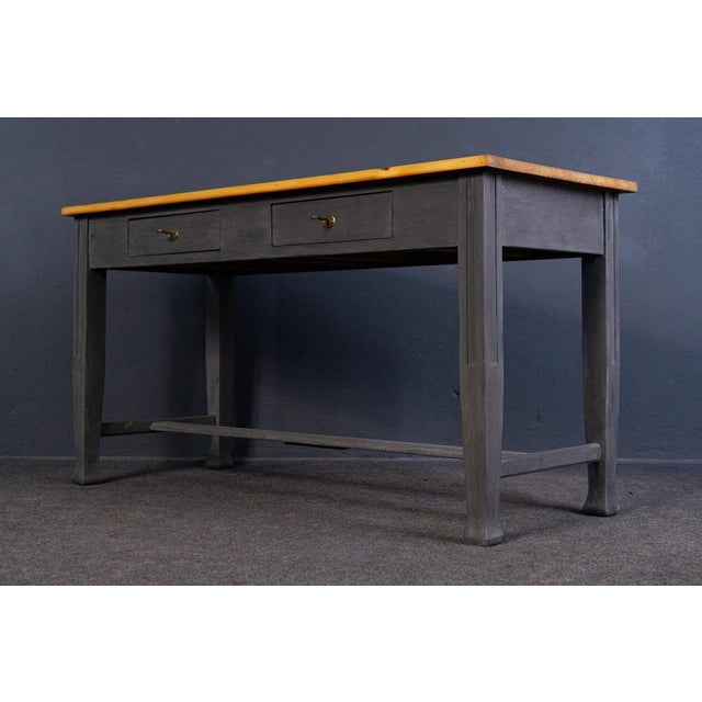 Vintage Table Desk in Oak and Pine For Sale - Image 9 of 15