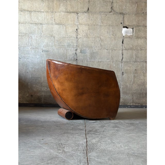 Animal Skin Bart Van Bekhoven 'Cocoon' Leather Lounge Chair For Sale - Image 7 of 10
