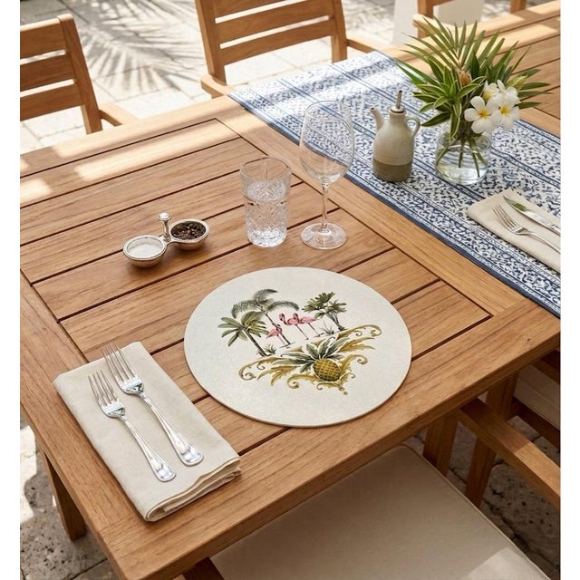 Off-white Vintage "Safari Serenade" Circular Placemats - Set of 4 For Sale - Image 8 of 11
