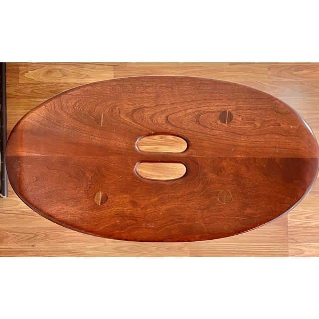 Wood Cherry Amish Made Farmhouse Saddle Counter Stools - A Pair For Sale - Image 7 of 9