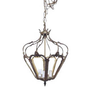 Vintage Ceiling Lantern in Bronze For Sale