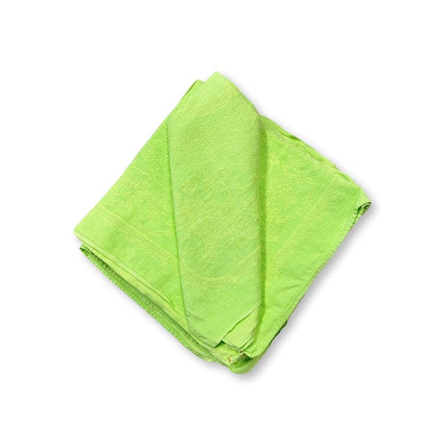 Early 20th Century Vintage French Lime Green Napkins, Set of 10 For Sale - Image 5 of 5