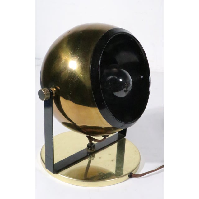 Lightolier Mid 20th Century Mid Century Brass Ball Pin Up Sconces Wall Light Spotlight Light Table Lamps - Pair For Sale - Image 4 of 14