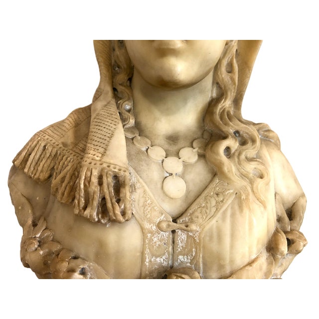 19th-Century Italian Alabaster Bust, Likely of the “Song of Solomon’s” Shulamite For Sale - Image 9 of 12