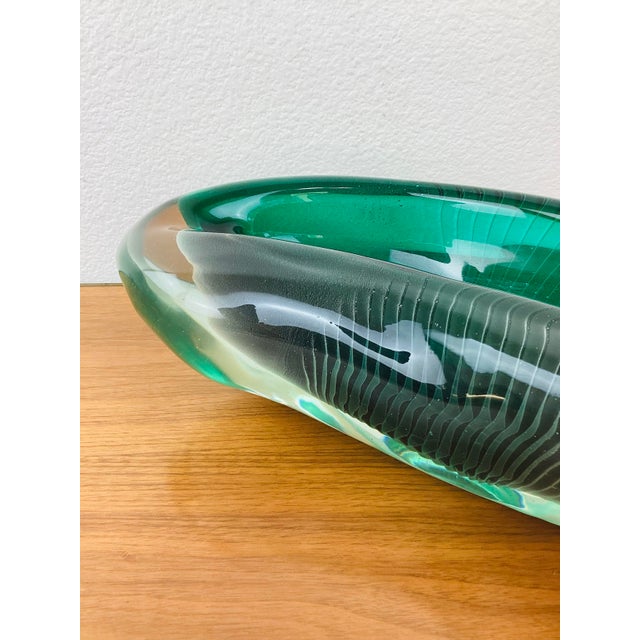 Glass Vintage 1930s Alfredo Barbini Italian Mid Century Modern Freeform Murano Art Glass Vessel Bowl For Sale - Image 7 of 14