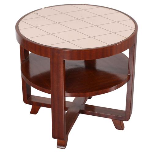 Art Deco Circular Side Table in Bentwood and Pink Mirrored Glass, Italy, 1930s For Sale - Image 15 of 15