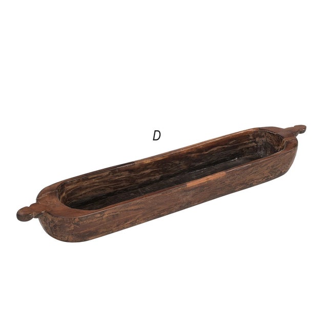 Farmhouse Antique Reclaimed Wood Planter | Handcrafted Large Wooden Dough Bowl Centerpiece For Sale - Image 3 of 5