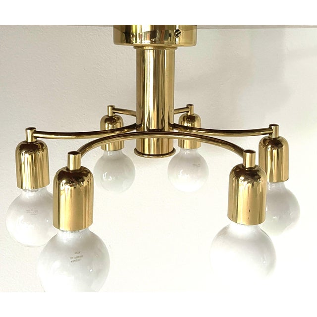 Hollywood Regency Space Age Brass Ceiling Light For Sale - Image 11 of 11