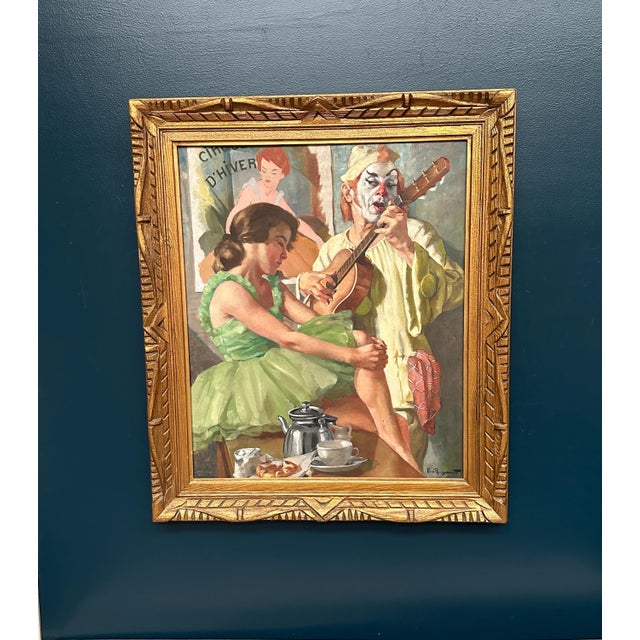 Philippe de Rougemont, Woman and Clown, 1950s, Oil Painting on Canvas, Framed For Sale - Image 12 of 18