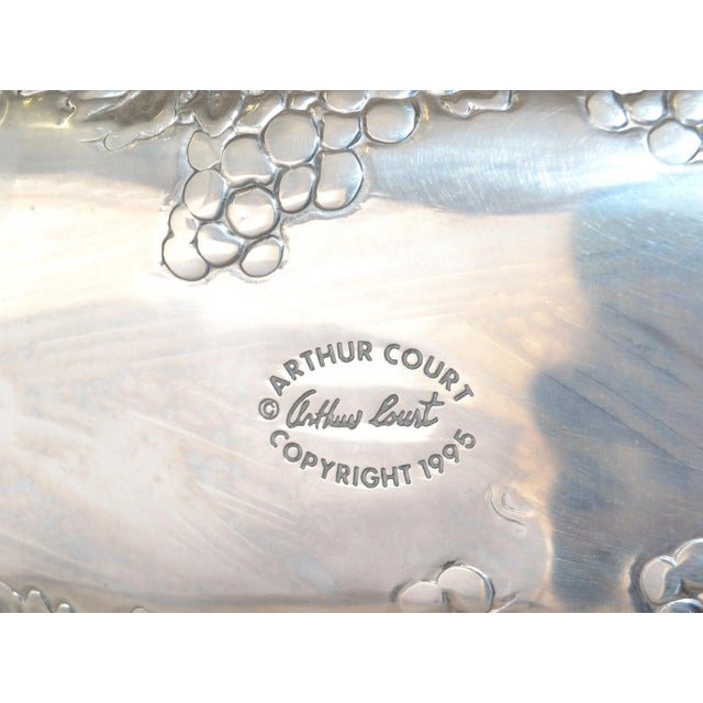 1990s Repousse Grapes Arthur Court Cast Aluminum Rectangle Serving Platter Tray For Sale - Image 11 of 13