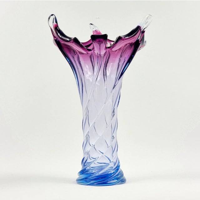 Mid-Century Modern XL Mid-Century Twisted Murano Glass Vase From Fratelli Toso, Italy, 1960s For Sale - Image 3 of 9