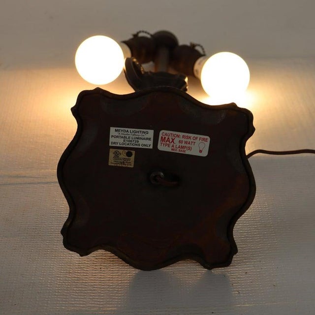 Antique Bradley & Hubbard School 6 Panel Slag Glass Lamp C1920 For Sale - Image 9 of 11