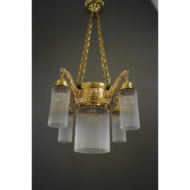 Art Deco Chandelier with Glass Sticks, Vienna, 1920s For Sale - Image 4 of 18