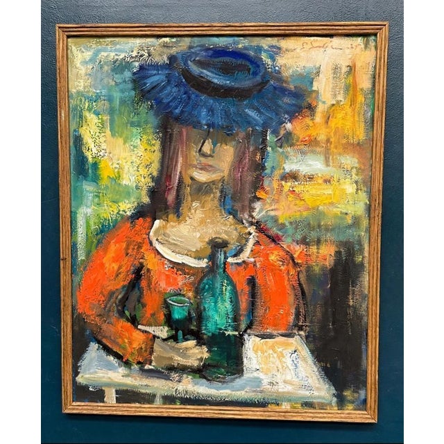 Sven Lundgren, The Woman with the Wine Bottle, 1950s, Oil Painting on Canvas, Framed For Sale - Image 15 of 16