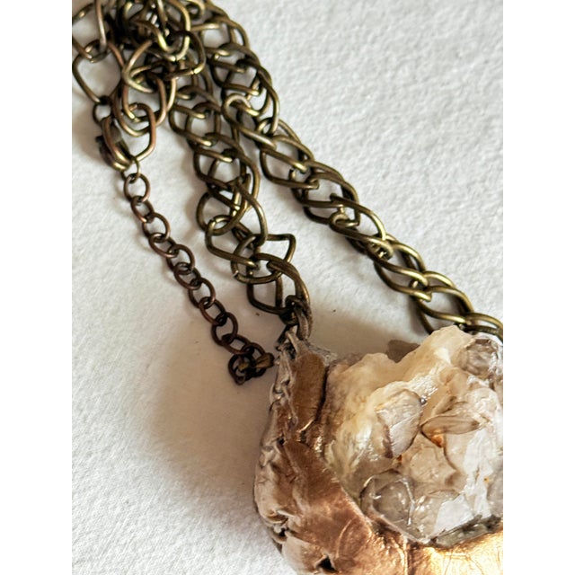 Early 21st Century Vintage Artisan Smoky Quartz Mixed Media Statement Necklace For Sale - Image 5 of 16