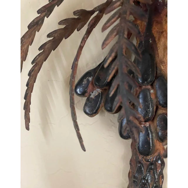 Vintage Palm Tree Two-Arm Candle Holder Wall Sconce Cast & Wrought Iron For Sale - Image 11 of 12