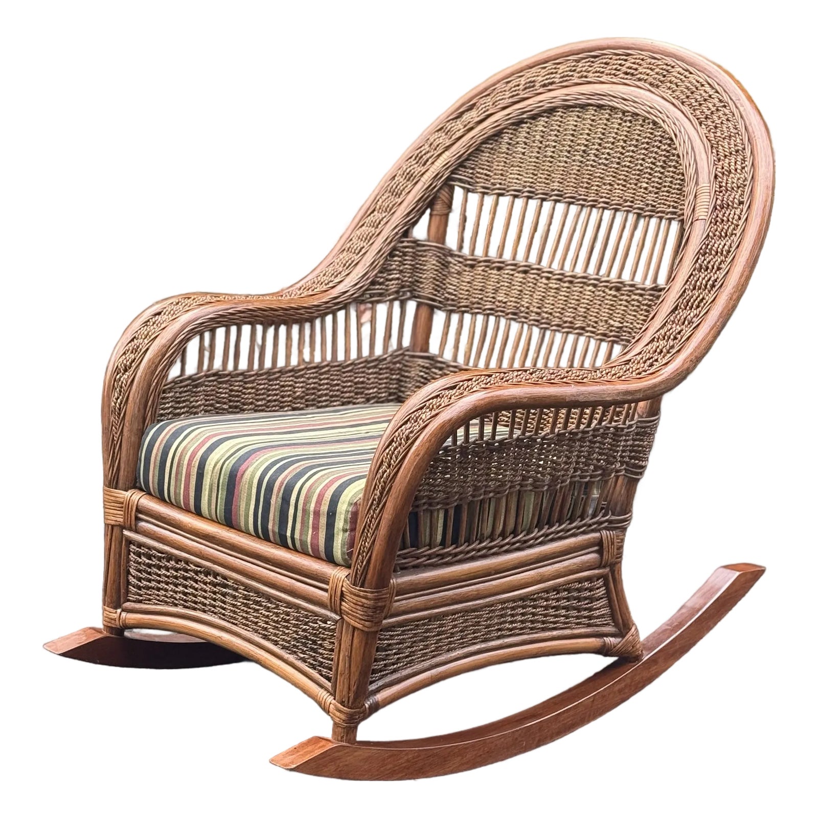 Bar Harbor Woven Wicker and Rattan Rocker | Chairish