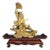 Gilt Brass Zhong Kui Exorcist Statue on Carved Wood Stand, Vintage Chinese Mythological Sculpture For Sale