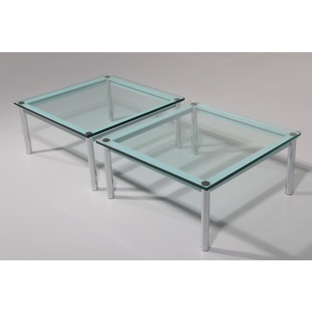 LC-10 Coffee Tables in Light Blue Glass by Le Corbusier for Cassina, 1960s, Set of 2 For Sale - Image 10 of 14