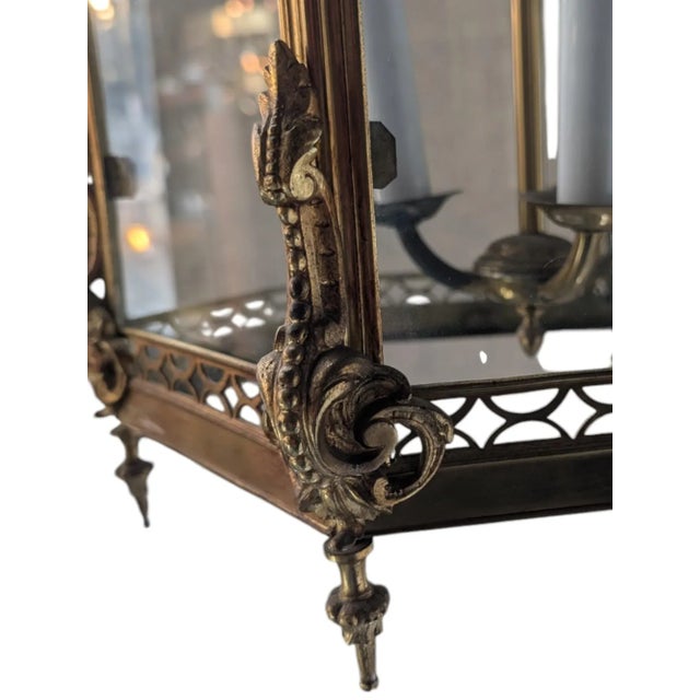 Brass Early 20th Century Petit Trianon Style Brass Hanging Lantern For Sale - Image 8 of 8