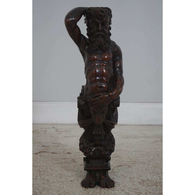 Age: 1780-1820’s Details: Original Old Finish Extremely Rare Find w. Footed Base Carvings Of Atlantis w. Rams Head...