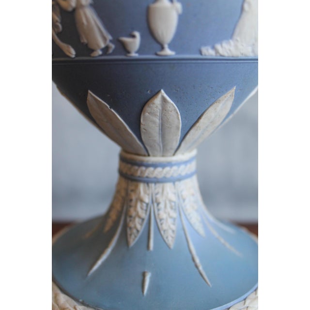 Ceramic Victorian Oil Lamp attributed to Wedgwood in Jasper Ware Pattern, 1890s For Sale - Image 7 of 12