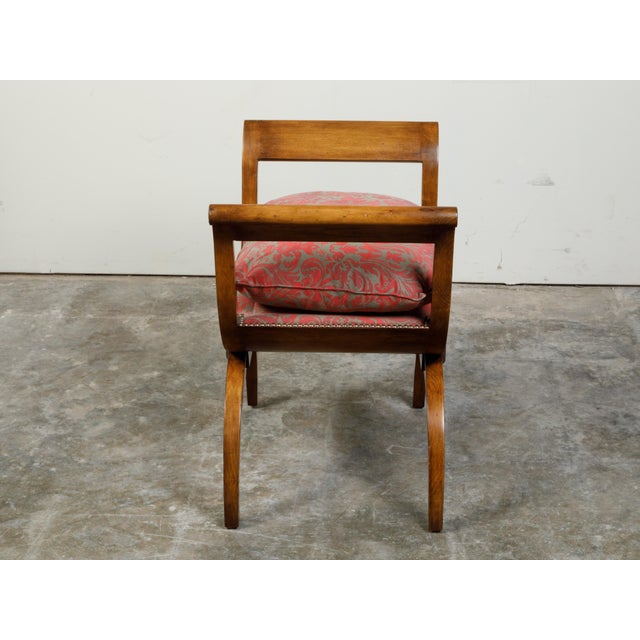 Biedermeier 19th Century X-Form Stool with Out-Scrolling Arms and Cushion For Sale In Atlanta - Image 6 of 11