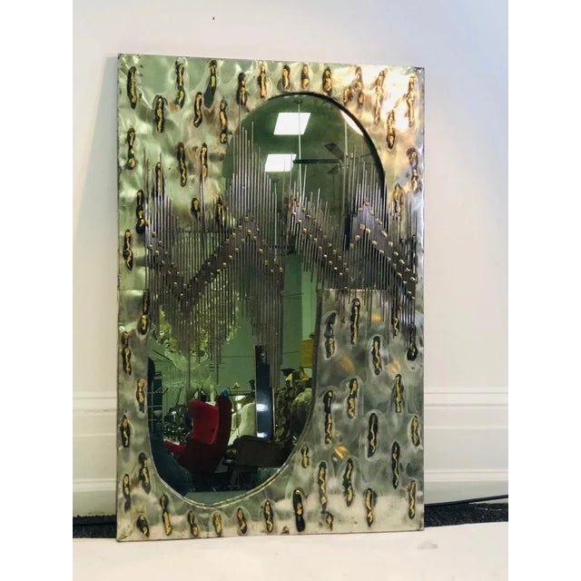 Brutalist Artisan Mirror With Welded Rods For Sale - Image 9 of 11