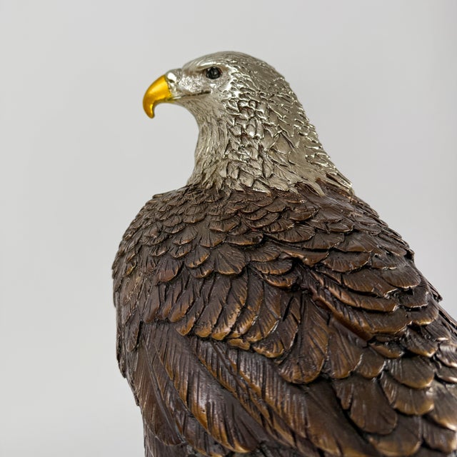 Large Bronze Bald Eagle Sculpture on Globe With Marble Base - 22"h For Sale - Image 4 of 12